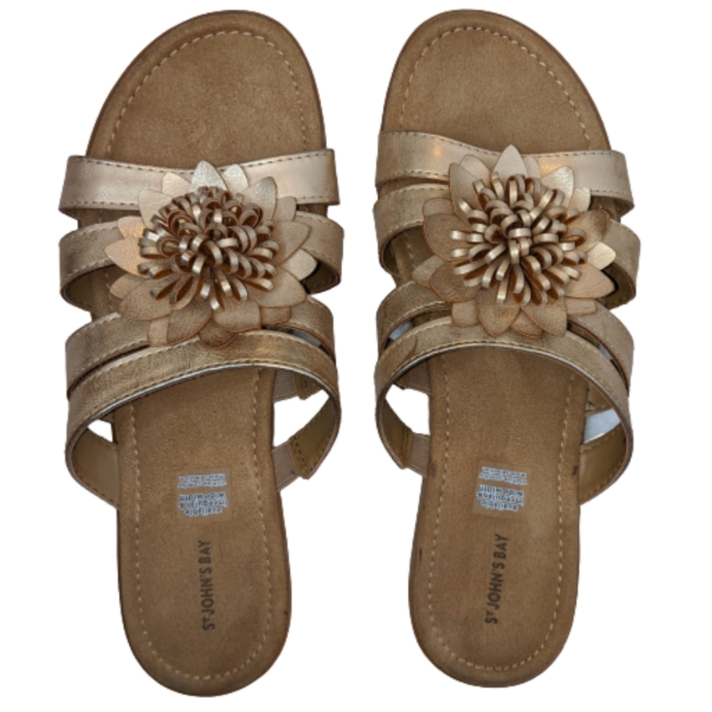 St John's Bay Gold Sandals Size 9 1/2 M